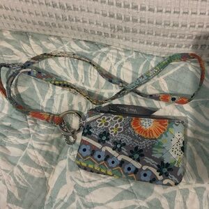 Vera Bradley Gray and Blue Floral lanyard